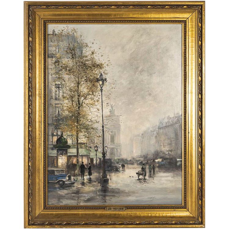 Jean Bernard Trotzier Vue animée de l’Opéra Garnier huile sur toile XXème siècle