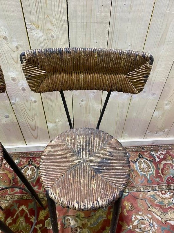 Continuation of 3 steel bar stools and straw