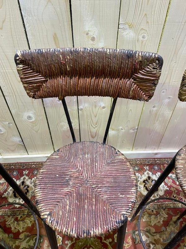 Continuation of 3 steel bar stools and straw