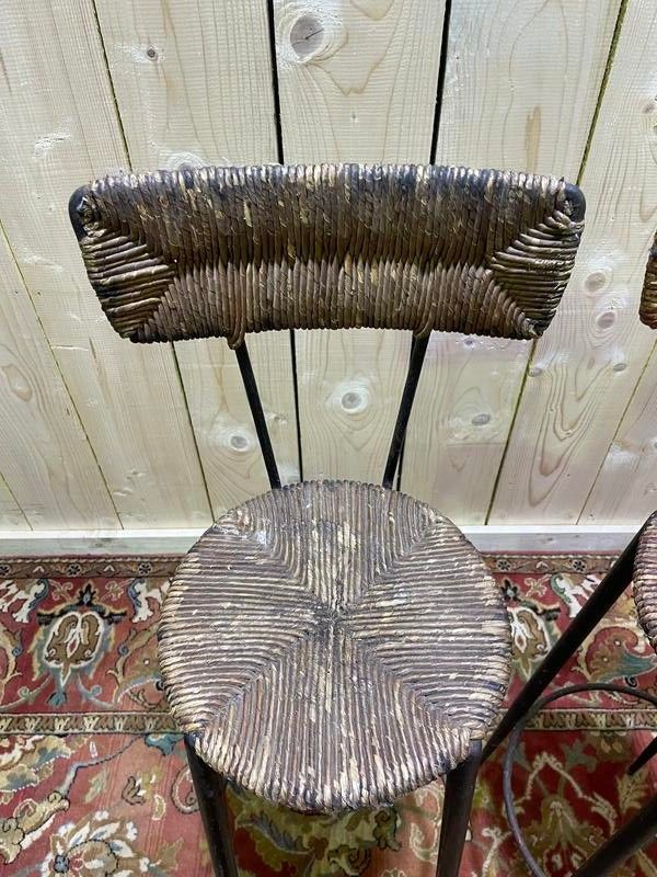 Continuation of 3 steel bar stools and straw
