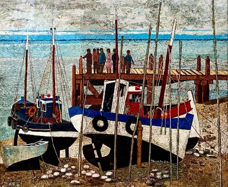 François Szulman (b. 1931), painting Vue d'Un Port De Pêche dated 1977.