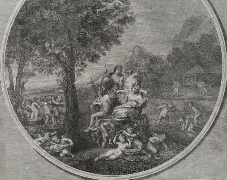 The Earth Allegory Mythological Engravings 18th Century After Albanne 