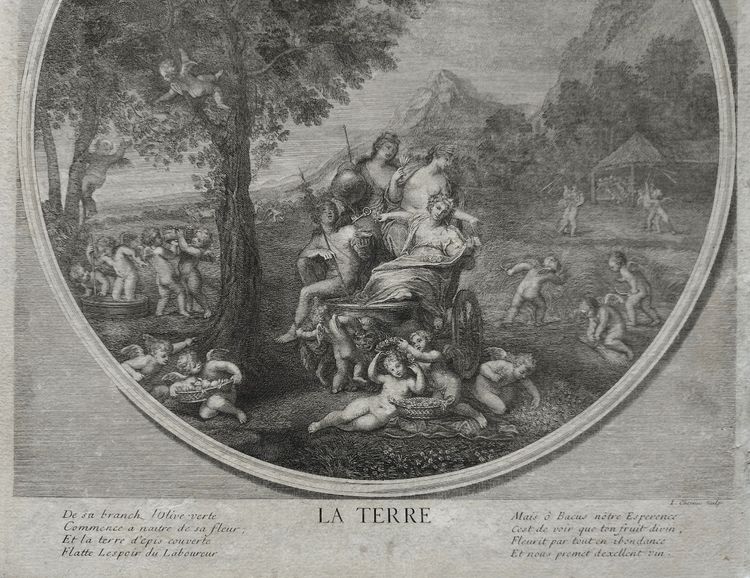 The Earth Allegory Mythological Engravings 18th Century After Albanne 