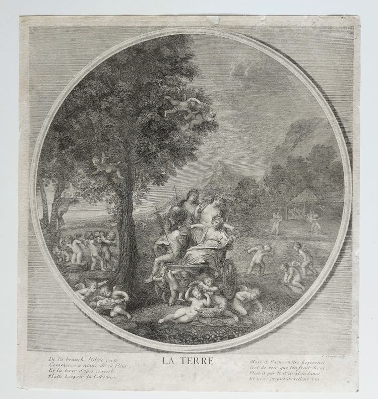 The Earth Allegory Mythological Engravings 18th Century After Albanne 