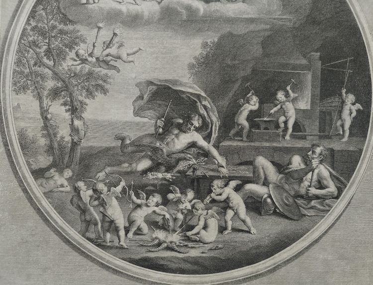 le  Feu allégorie Gravures Mythologiques 18ème d'Après l'Albanne