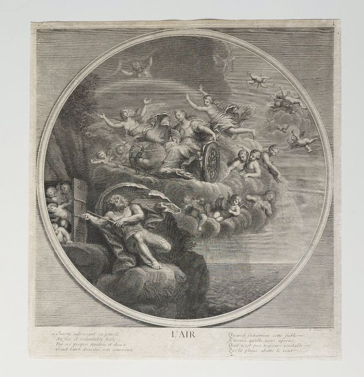 The Air Allegory Etching Mythological Engravings  After Albanne 18th C Old Print
