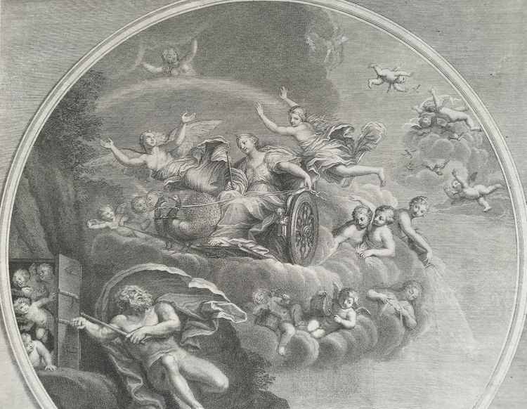 The Air Allegory Etching Mythological Engravings  After Albanne 18th C Old Print