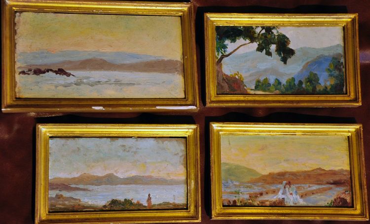 Gaston Simoës de Fonseca : 4 Öl auf Holz ( Landschaften in Griechenland )