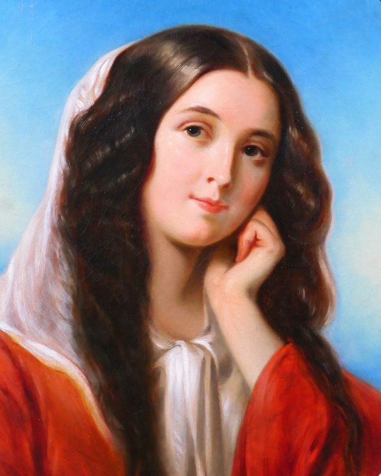 Charles JAFFARD 1819-1882 Portrait de femme, tableau, 1850, romantisme