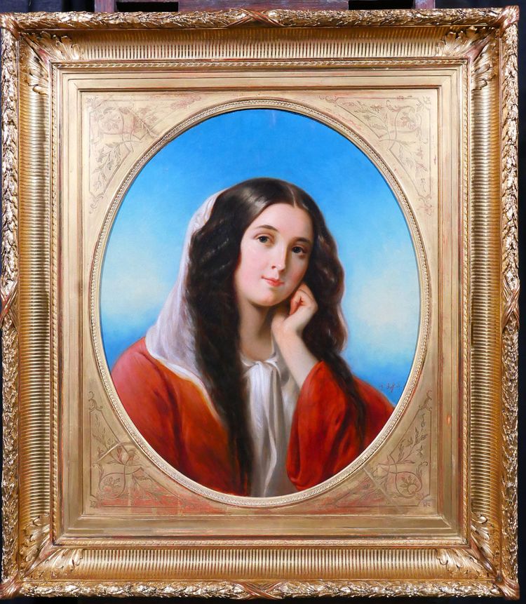 Charles JAFFARD 1819-1882 Portrait de femme, tableau, 1850, romantisme