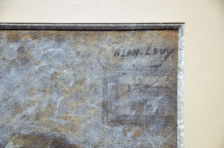 Alphonse Lévy dit Alan Levy pastel original scène de taverne entre un musulman et un juif