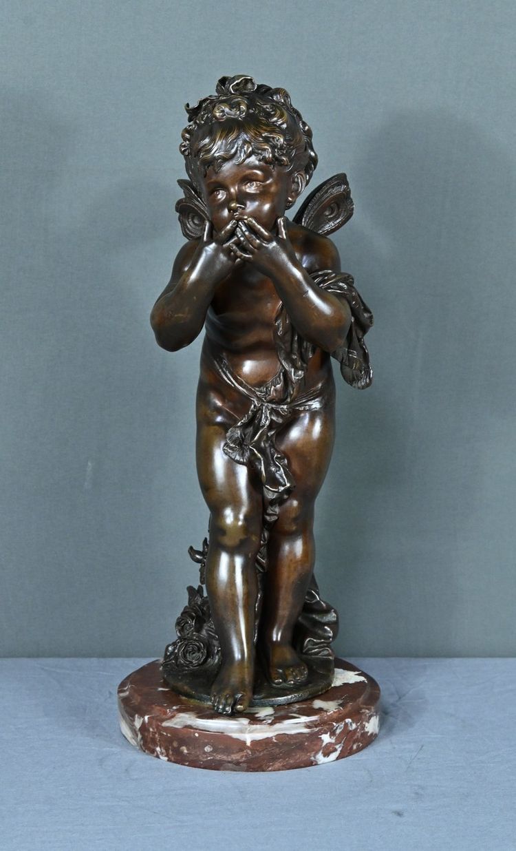 Importante bronzo "Amour envoyant des Baisers" di A. Moreau - Fine del XIX secolo