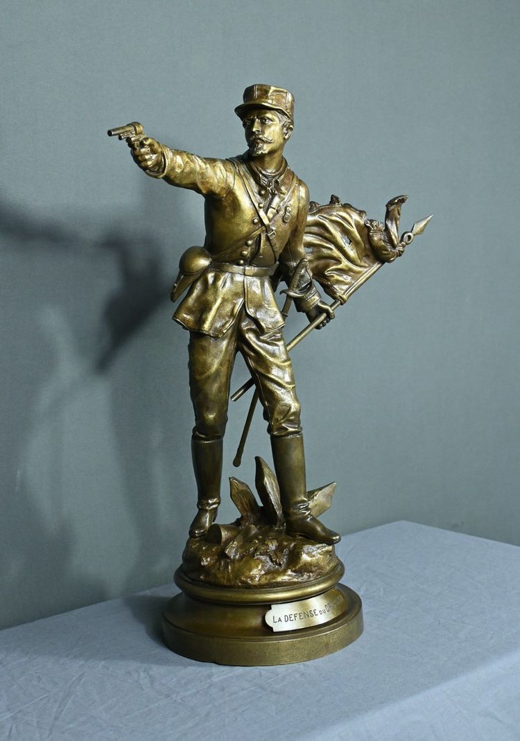 Important Bronze "La Défense du Drapeau" by C. Anfrie - 2nd half of the 19th century