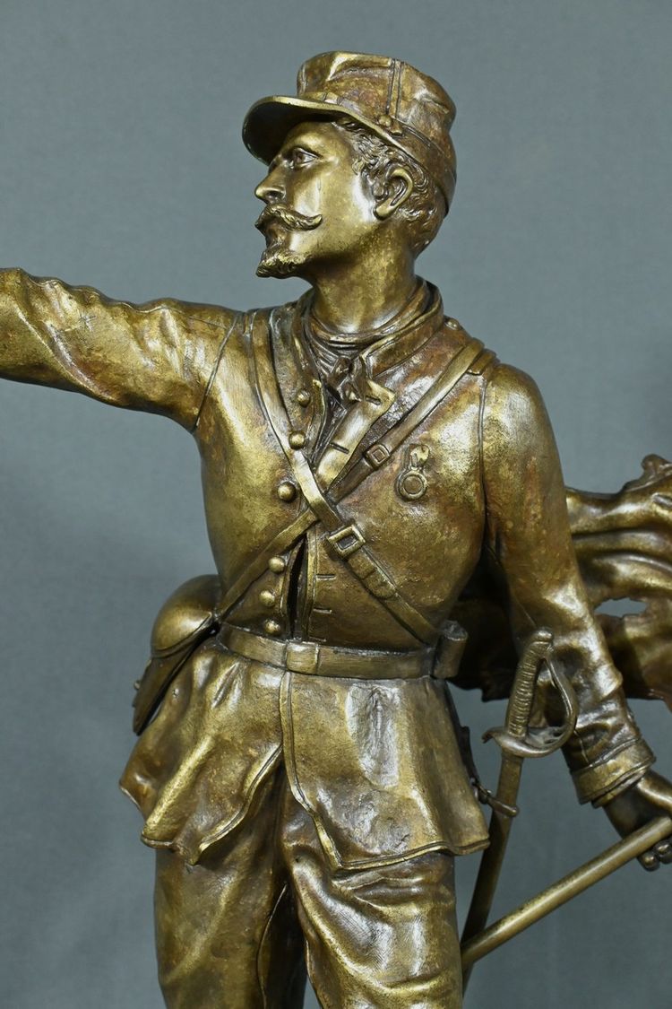 Important Bronze "La Défense du Drapeau" by C. Anfrie - 2nd half of the 19th century