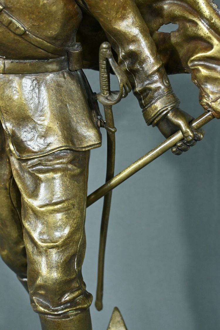Important Bronze "La Défense du Drapeau" by C. Anfrie - 2nd half of the 19th century