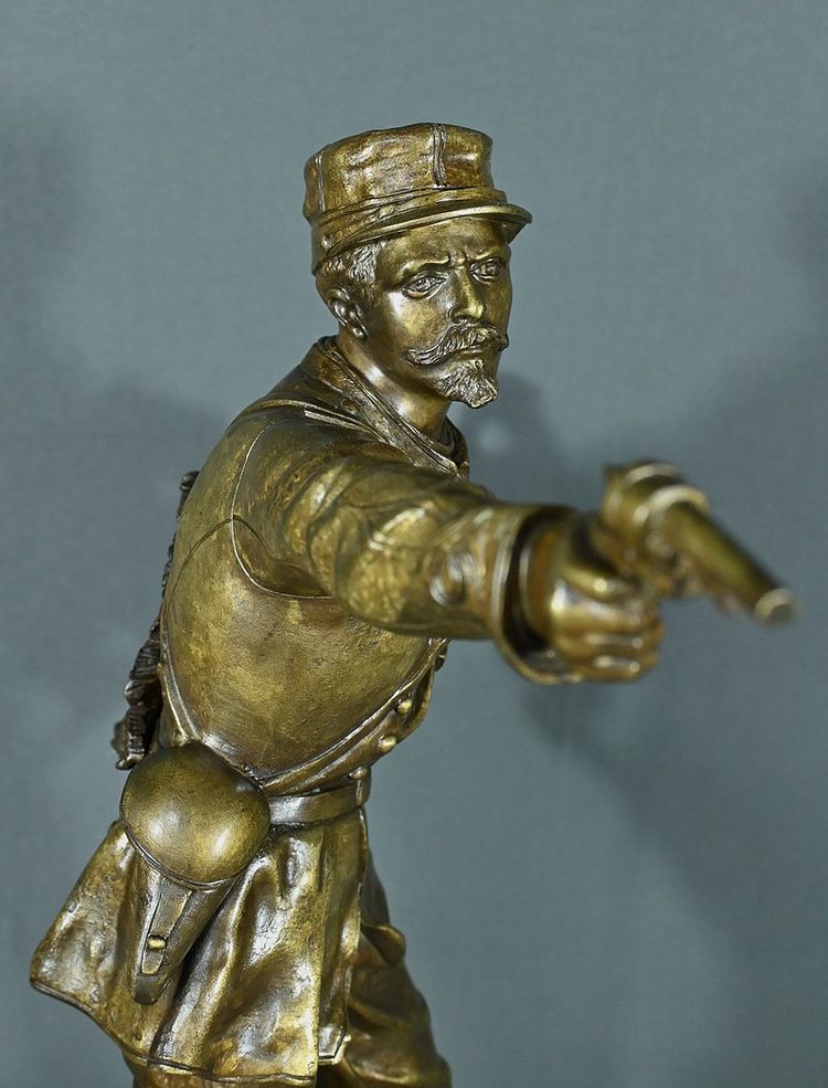 Important Bronze "La Défense du Drapeau" by C. Anfrie - 2nd half of the 19th century
