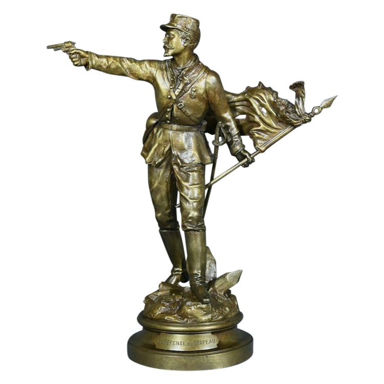 Important Bronze "La Défense du Drapeau" by C. Anfrie - 2nd half of the 19th century