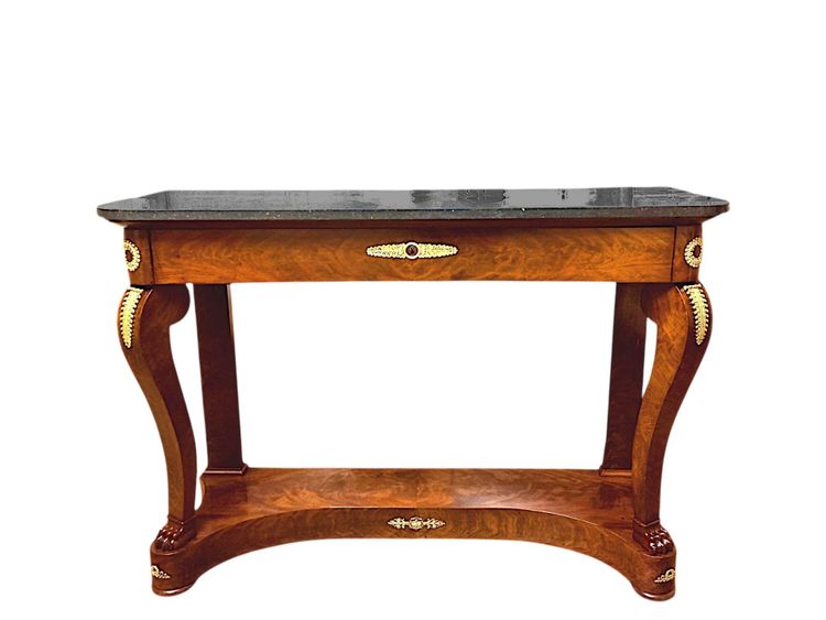Console impero in mogano e bronzo dorato