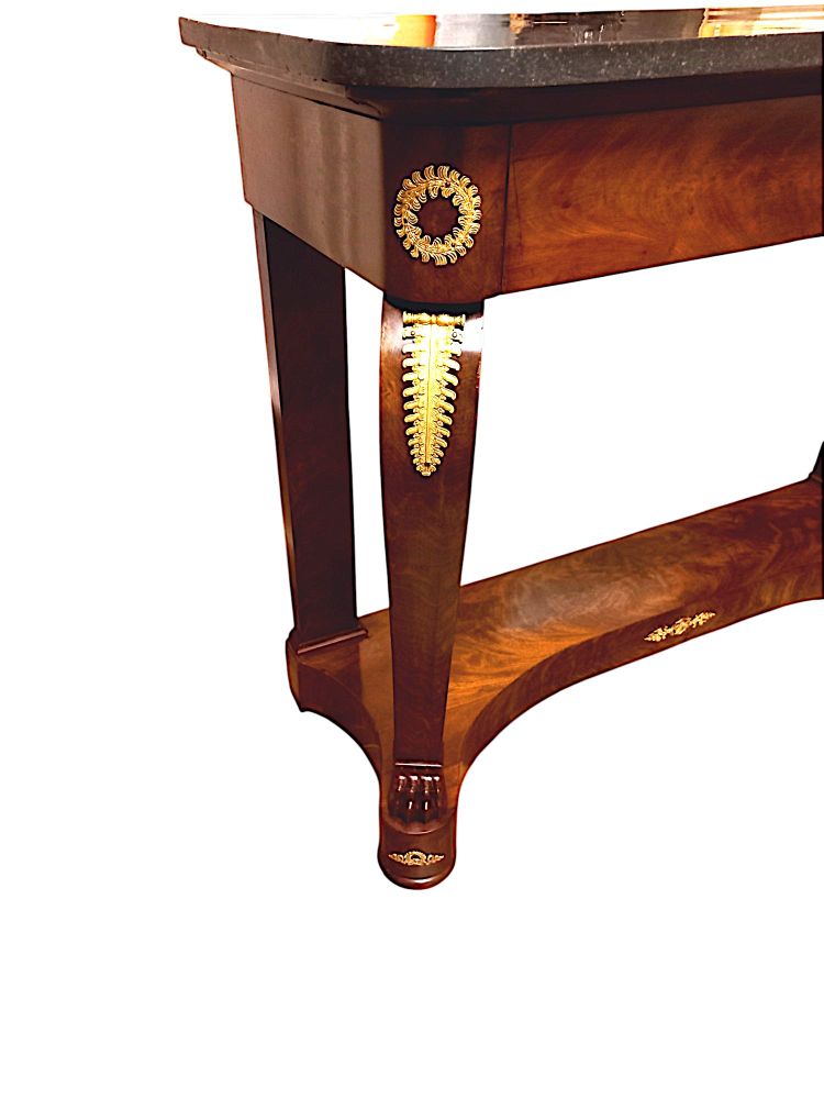 Console impero in mogano e bronzo dorato