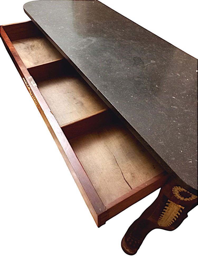 Console impero in mogano e bronzo dorato