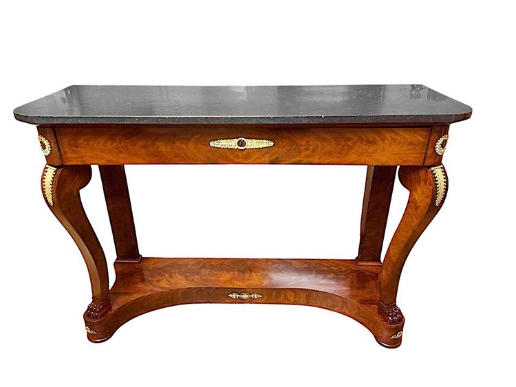 Console impero in mogano e bronzo dorato