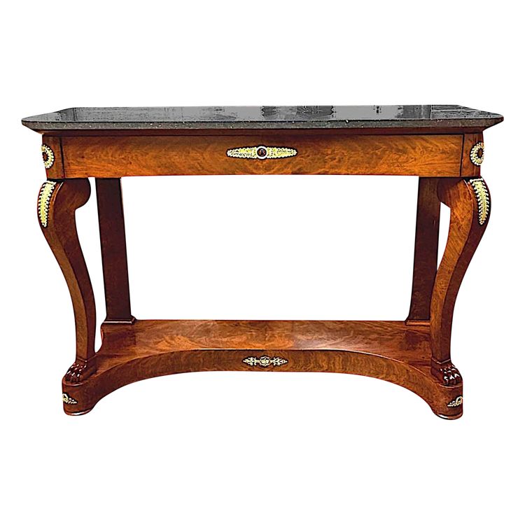 Console impero in mogano e bronzo dorato