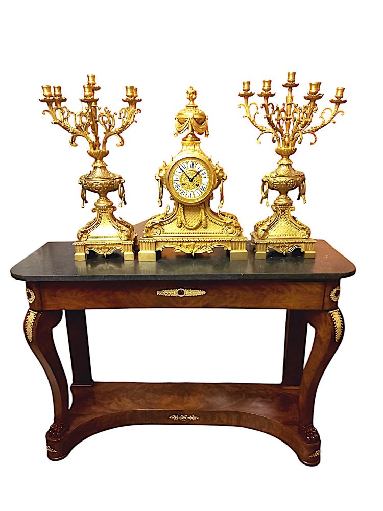 Important Louis XVI style mantel set XIXth century