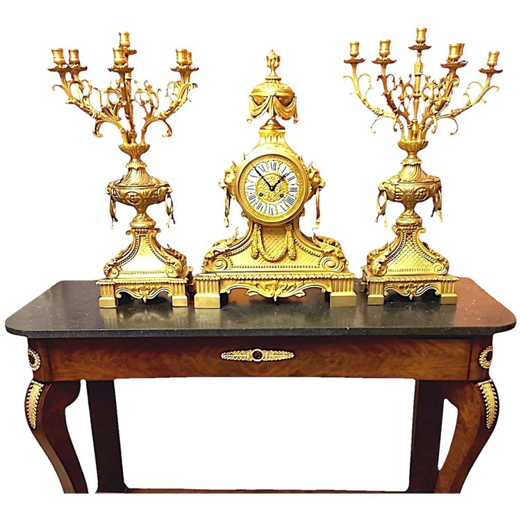 Important Louis XVI style mantel set XIXth century