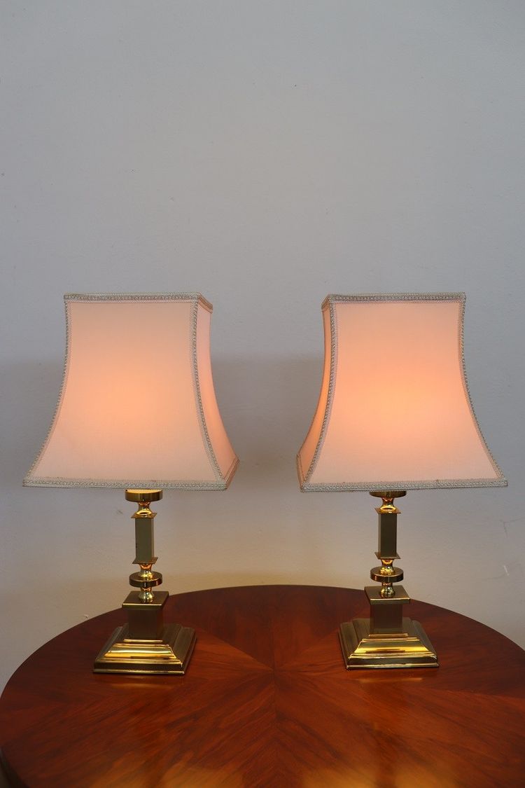 Goldene Nachttischlampen, 1970er, 2er Set