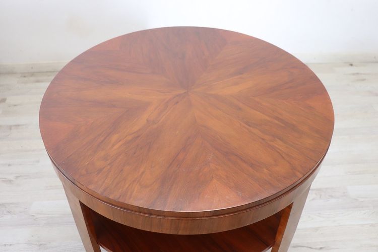 Art Deco Round Coffee Table In Walnut, 1930s