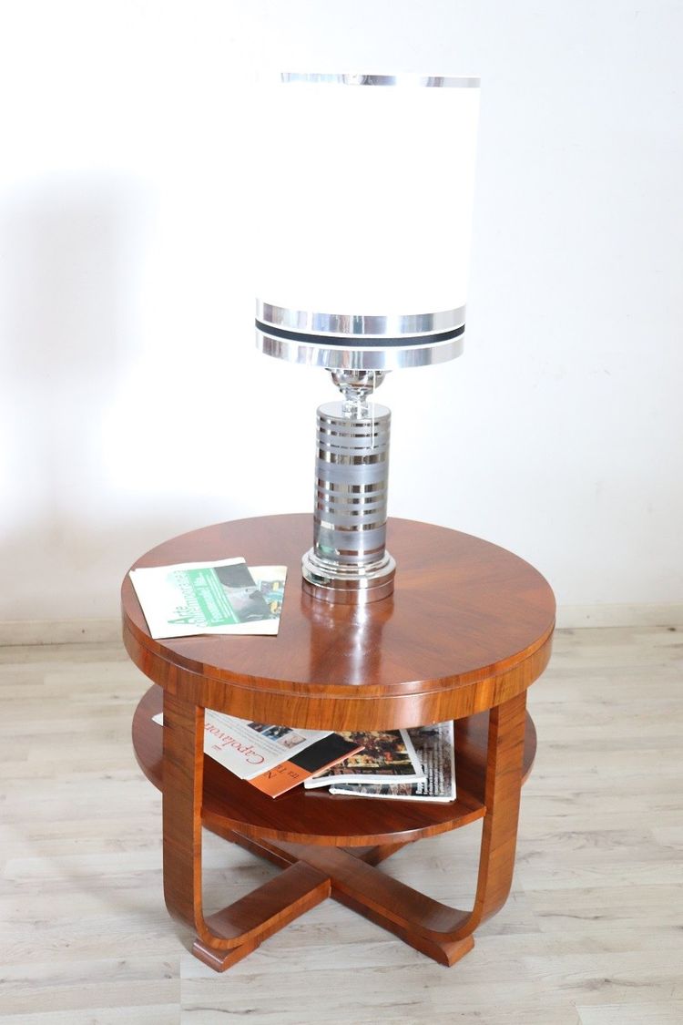 Art Deco Round Coffee Table In Walnut, 1930s