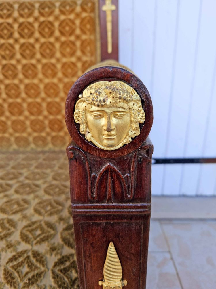 Empire Era Mahogany And Gilt Bronze Mercury Bench Seat