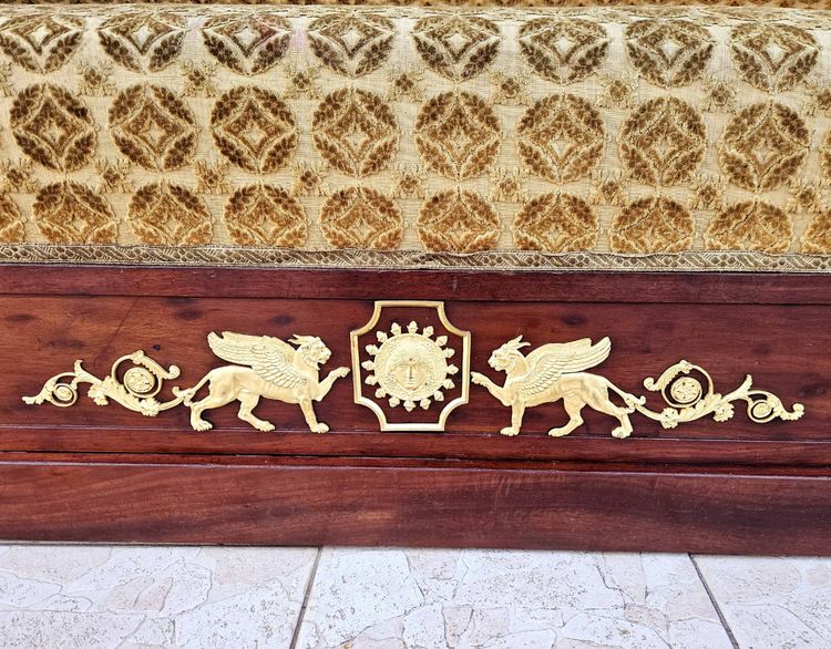 Empire Era Mahogany And Gilt Bronze Mercury Bench Seat