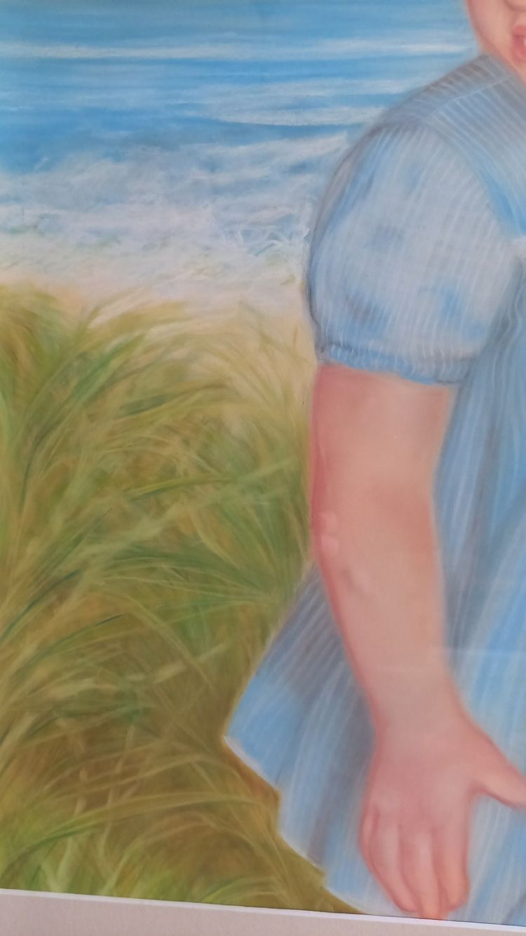 Ritratto di ragazza sulla spiaggia / pastello