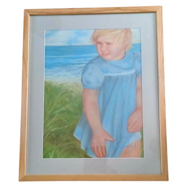 Ritratto di ragazza sulla spiaggia / pastello