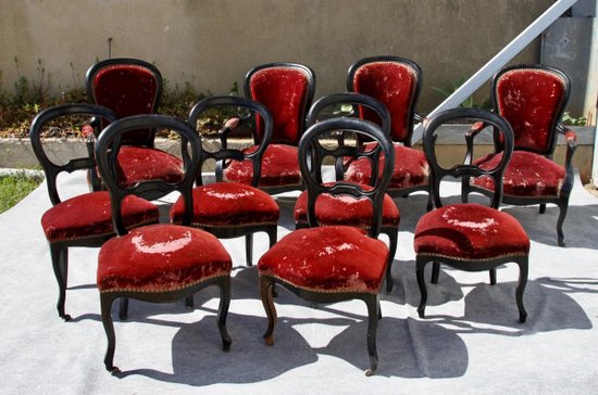 Suite Of Ten (10) Napoleon III Seats, 19th Century
