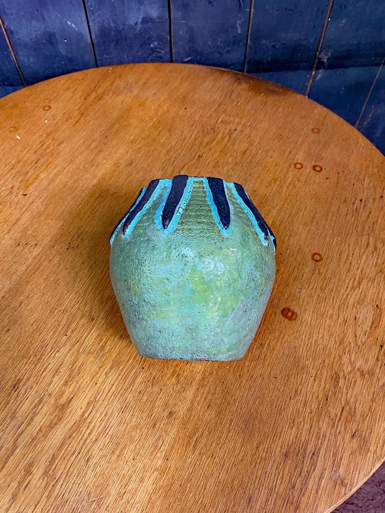 Accolay , Enamelled Earthenware Vase, Monogrammed , Circa 1960