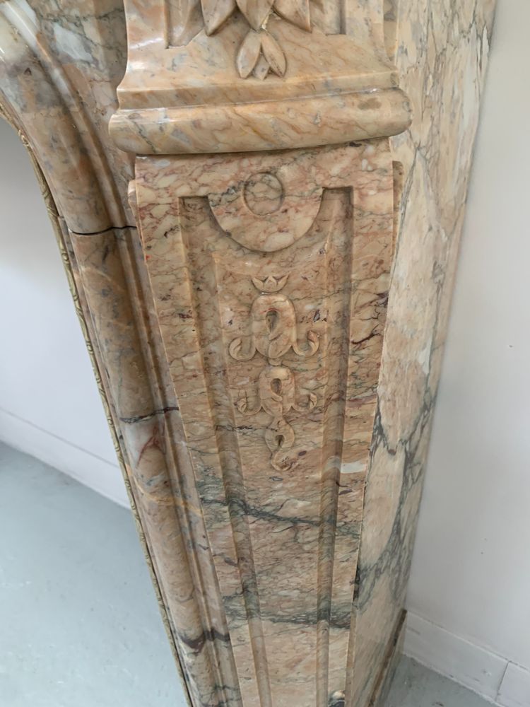 Louis XV style mantel in red Breche marble XIX century
