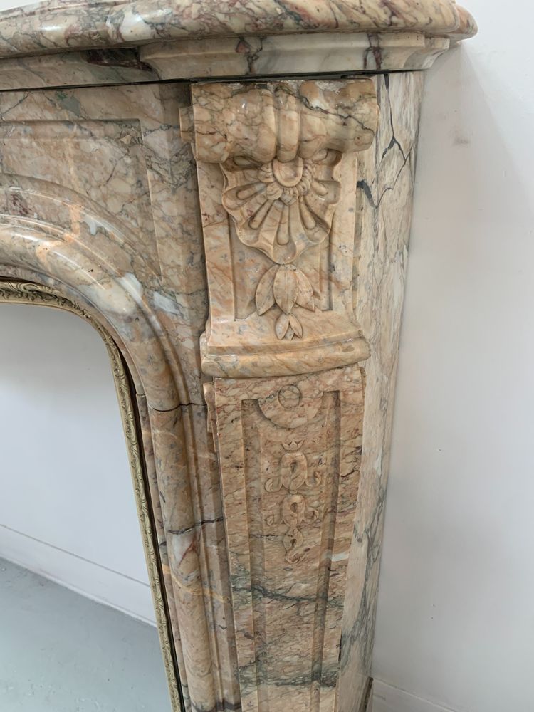 Louis XV style mantel in red Breche marble XIX century