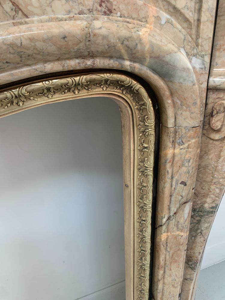 Louis XV style mantel in red Breche marble XIX century
