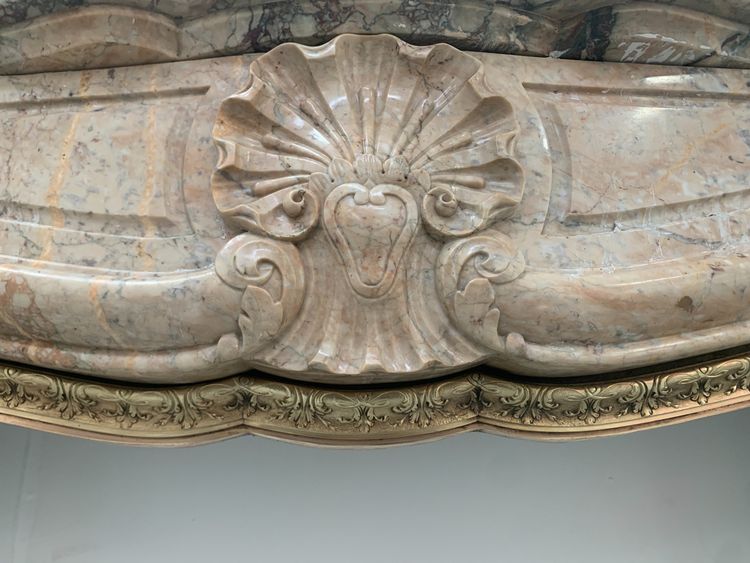 Louis XV style mantel in red Breche marble XIX century