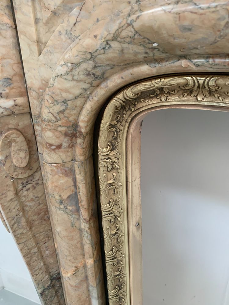 Louis XV style mantel in red Breche marble XIX century