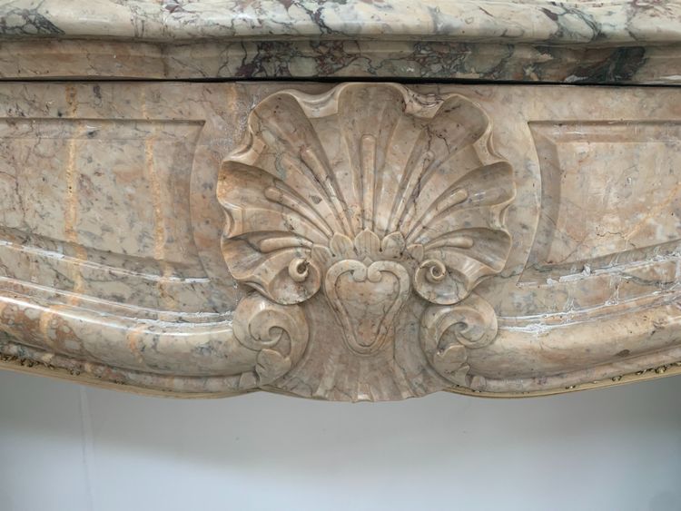 Louis XV style mantel in red Breche marble XIX century