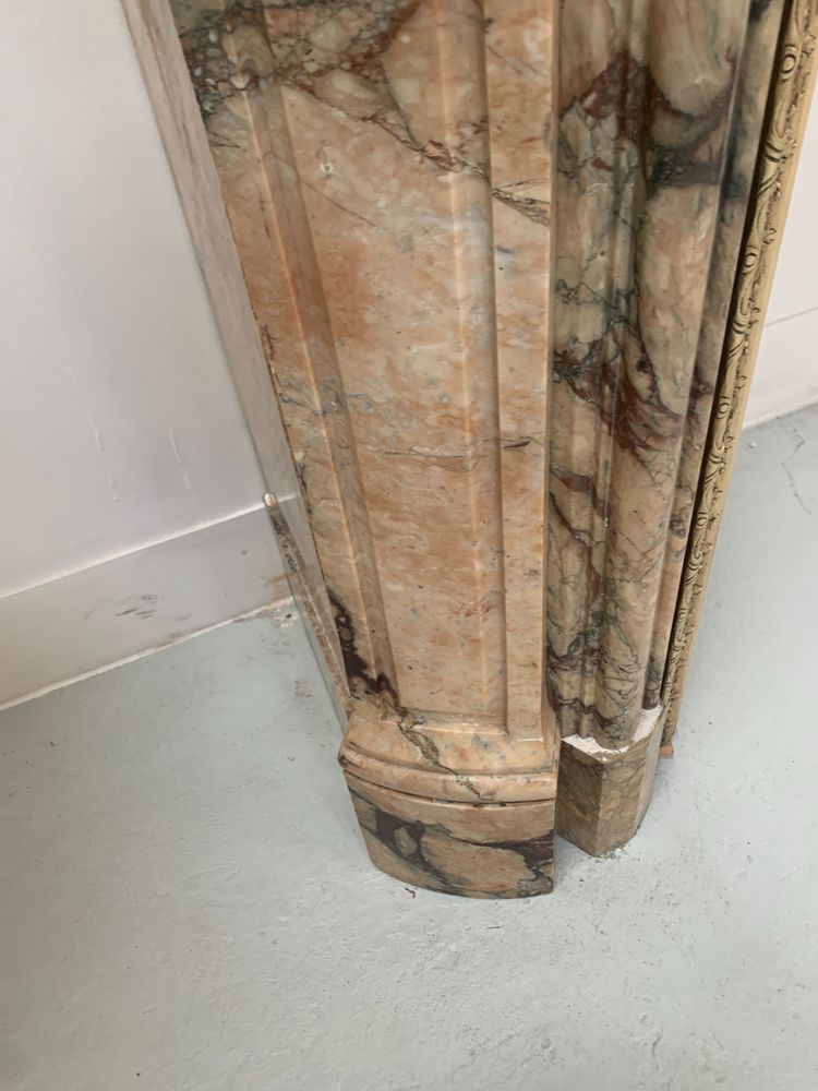 Louis XV style mantel in red Breche marble XIX century