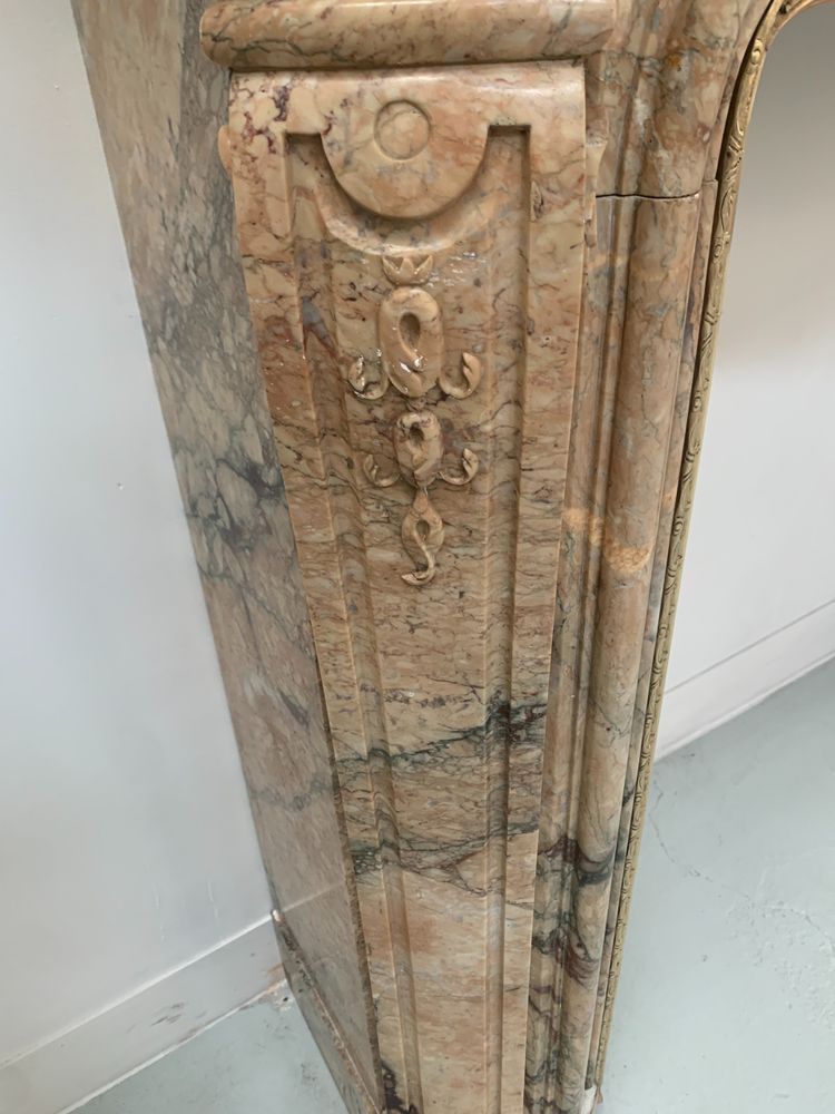 Louis XV style mantel in red Breche marble XIX century