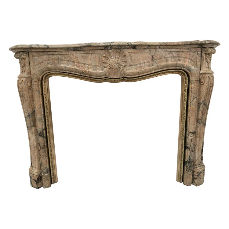 Louis XV style mantel in red Breche marble XIX century