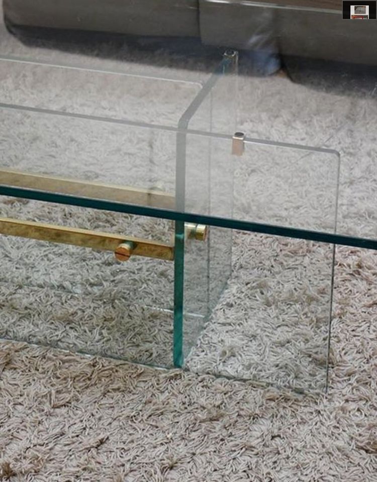 Table De Salon Verre Et Laiton Circa 1960
