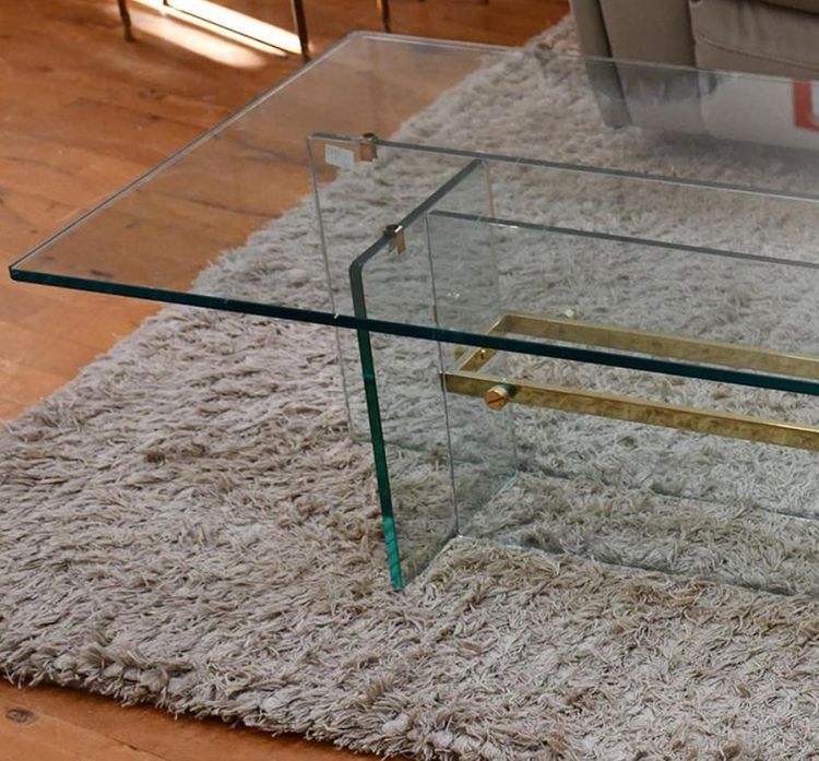 Table De Salon Verre Et Laiton Circa 1960