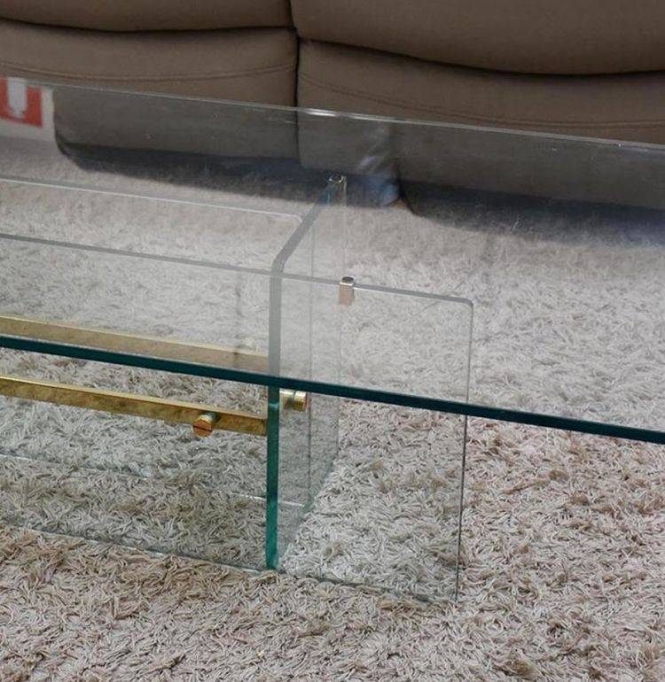 Table De Salon Verre Et Laiton Circa 1960