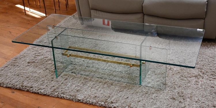 Table De Salon Verre Et Laiton Circa 1960